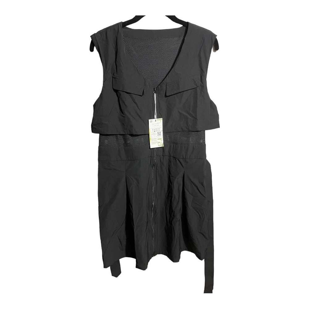 Halara Zipper Contrast Mesh Belted Side Pocket Sports Dress in Black XL NWT